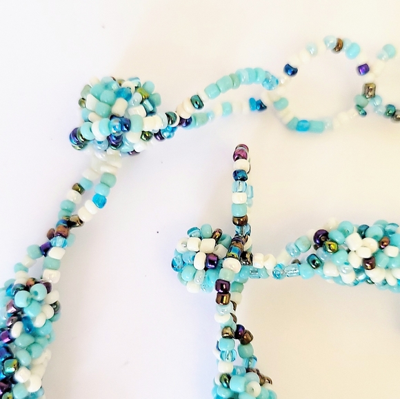 NEW! Turquoise Blue MultiStrand Glass Seed Bead Necklace & Bracelet Set - Picture 4 of 5